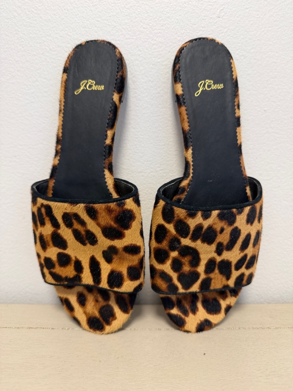 J.Crew Abbie Slide Sandals - Leopard Calf Hair size 7 GUC
